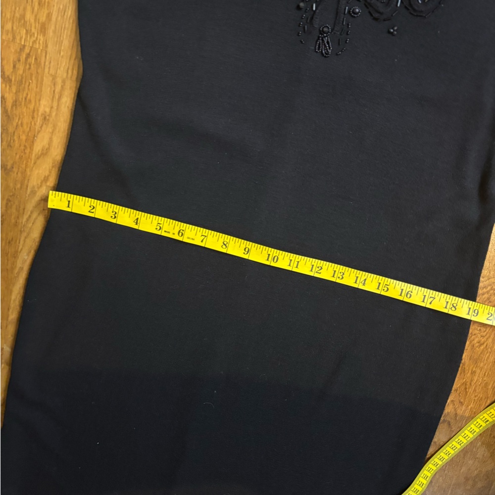 Vintage 90s Maggy London Black Beaded Knit Dress – Size 14 (Fits M/L) wool blend - Picture 13 of 13